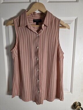 Banana Republic Dusty Rose Sleeveless Striped Button-Front Blouse Size Small